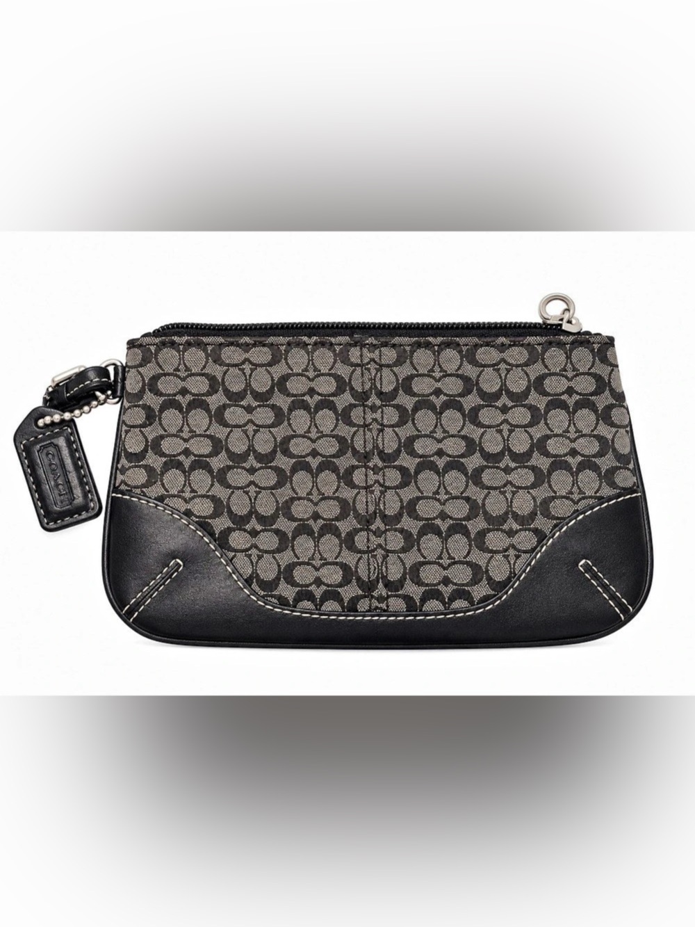 Vintage Coach Signature Jacquard Wristlet Black & Gray